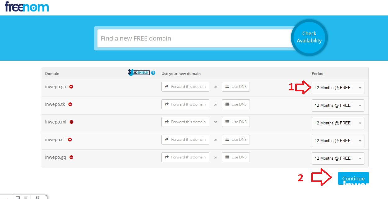 Cara Mendapatkan Domain Gratis ,ML, .GA, .TK, .CF, .GQ 4