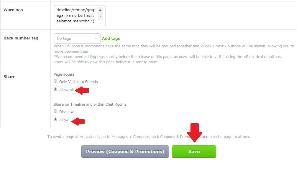 Cara Membuat Coupons & Promotions Message di LINE@ Official 5