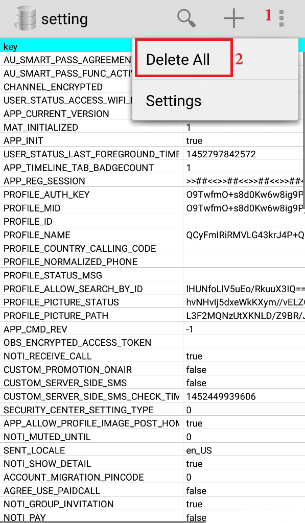 Hapus atau ganti nomor telepon di line menggunakan sqleditor 1