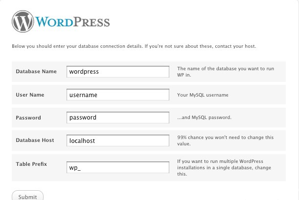 wordpress install 2