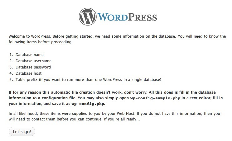 wordpress install