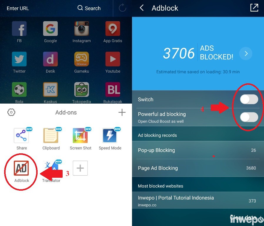 Cara Menonaktifkan AdBlock di UC Browser 2