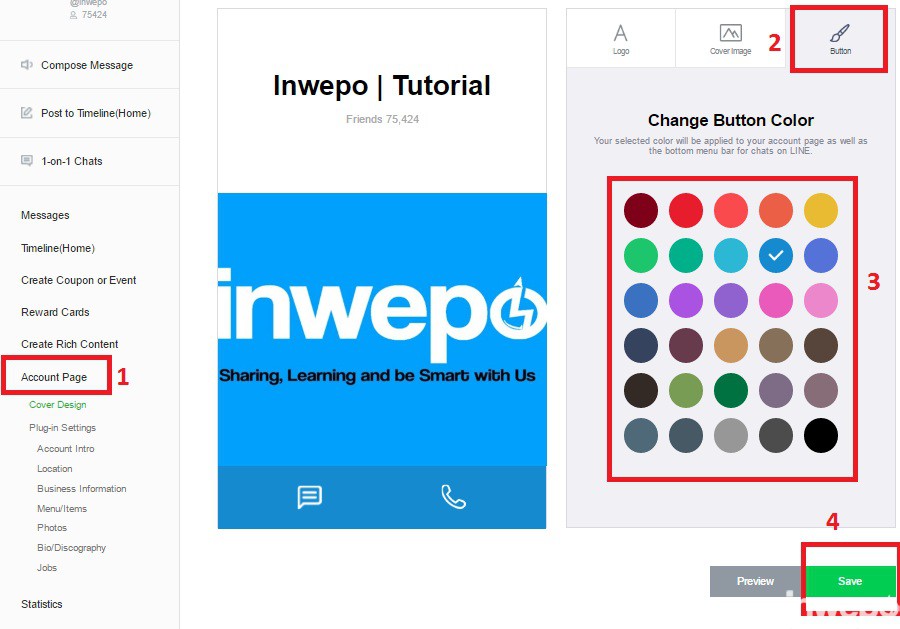 Cara Mengganti Warna Background Chat LINE@ Official 1