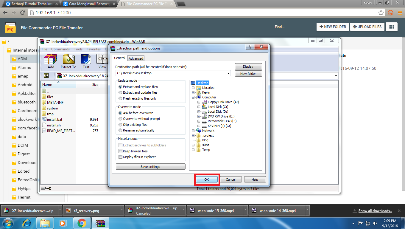cara extract file zip rar