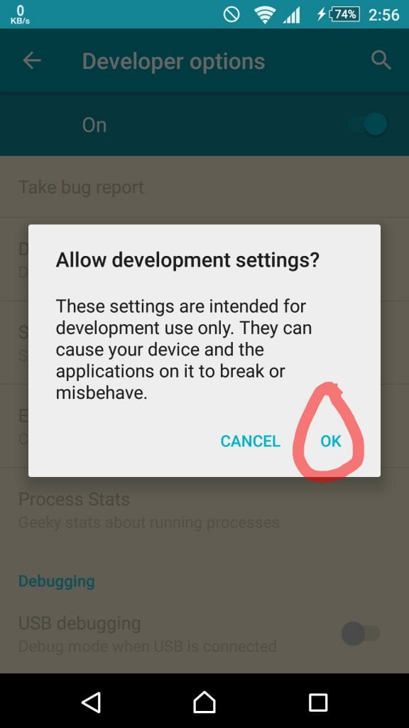 Unlock developer options