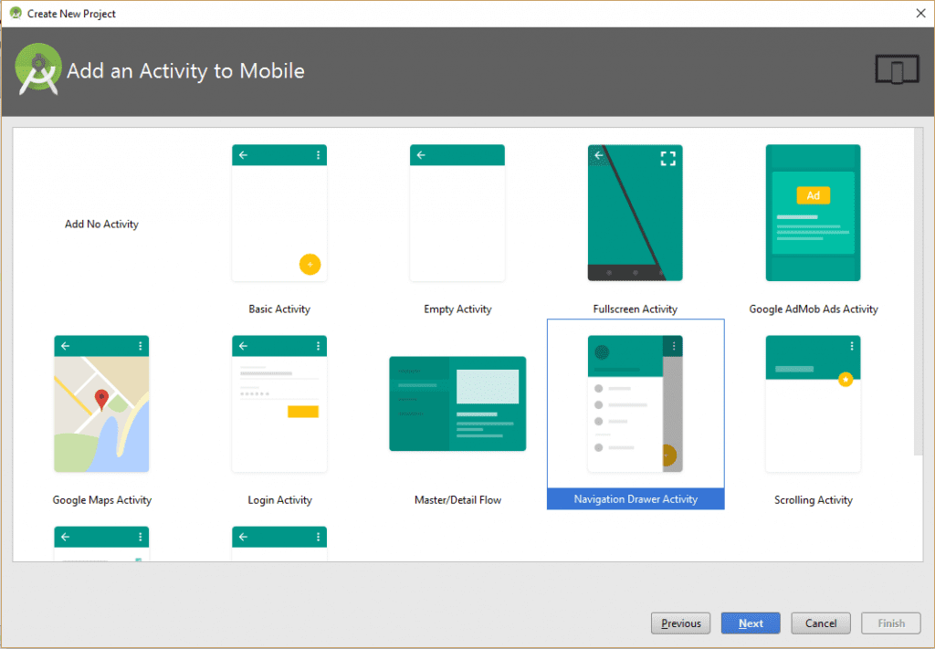 pemilihan activity awal pada android studio