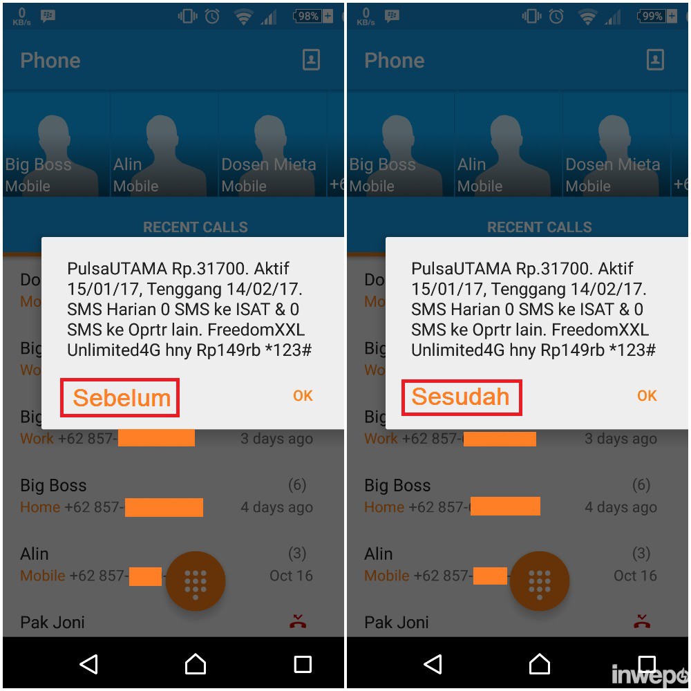 cek pulsa untuk memastikan
