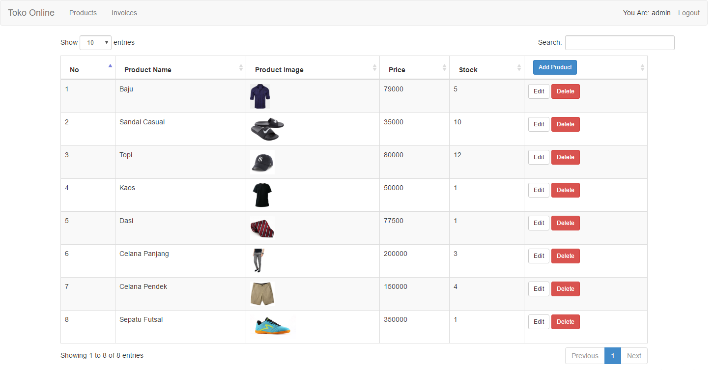 Menampilkan Daftar Produk Penjualan Toko Online di Halaman Admin