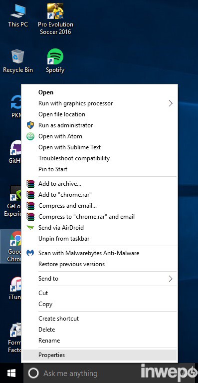 RAM Google Chrome properties