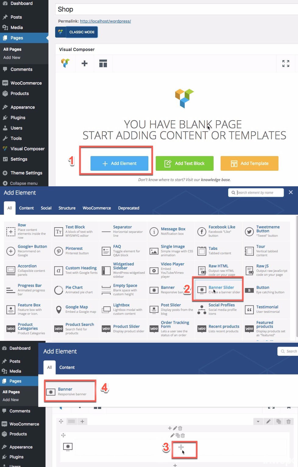 cara setting WPBakery Visual Composer banner slider 1