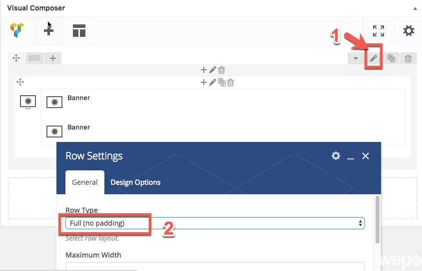 cara setting WPBakery Visual Composer banner slider 3