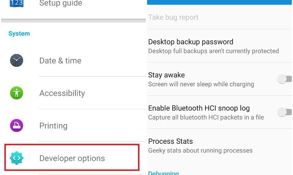 developer options untuk kirim sms