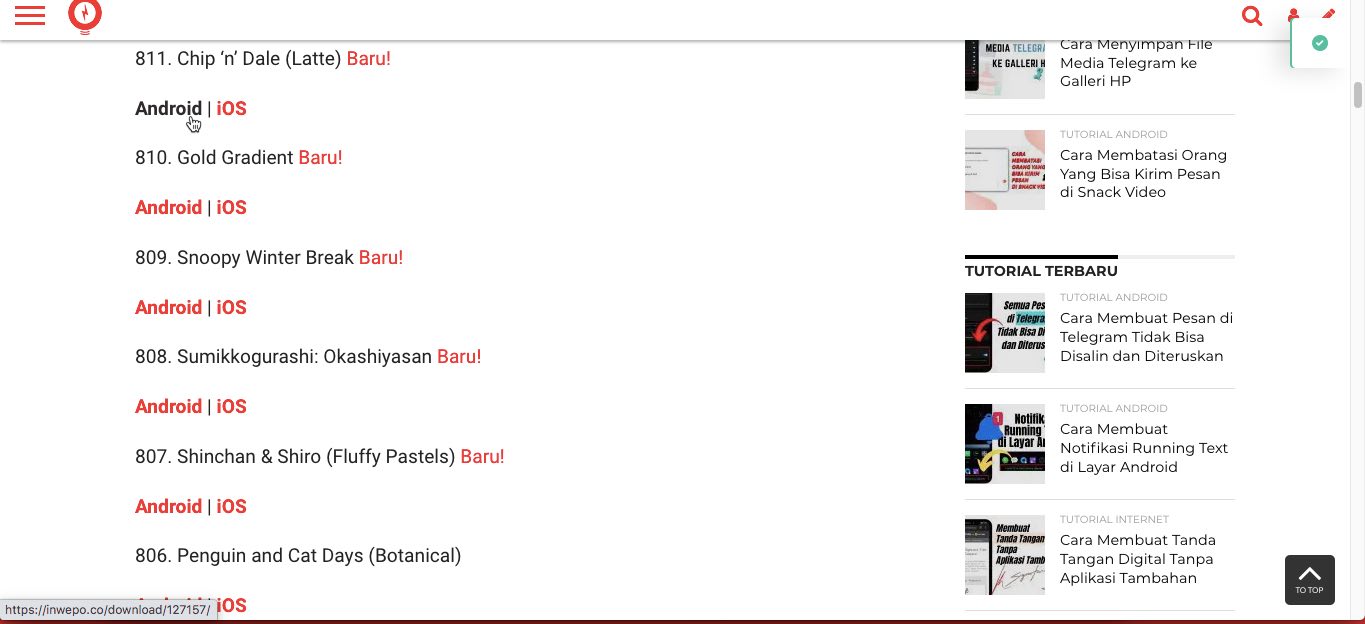pilih tema line yang ingin didownload