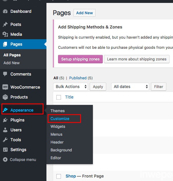 ubah static front page wordpress