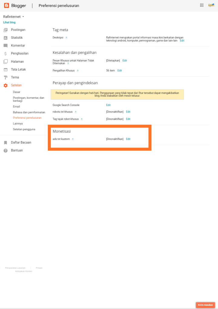 Cara mengisi file txt di blogger