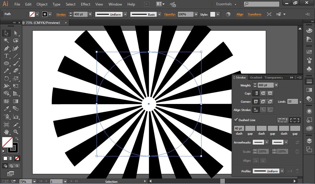 Cara Membuat Background Sunburst Dengan Efek Melengkung di Illustrator