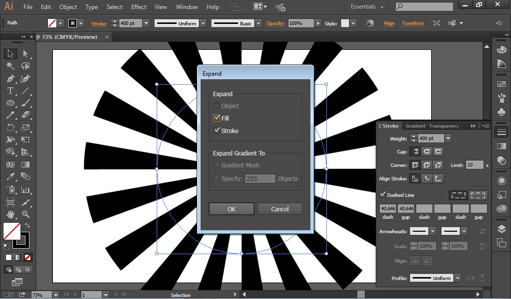 Cara Membuat Background Sunburst Dengan Efek Melengkung di Illustrator