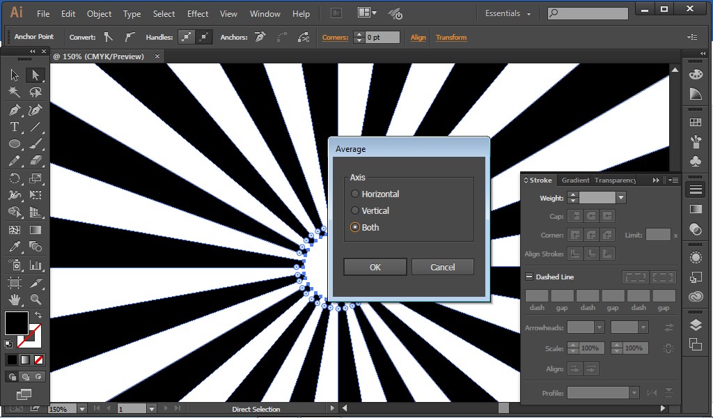 Cara Membuat Background Sunburst Dengan Efek Melengkung di Illustrator