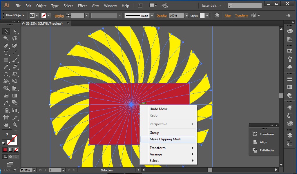 Cara Membuat Background Sunburst Dengan Efek Melengkung di Illustrator