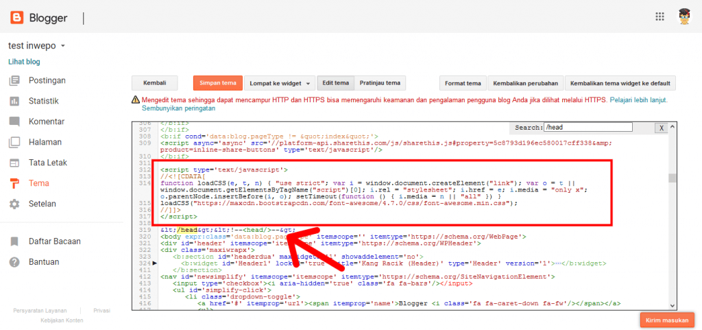 Cara Memasang Tombol Go Up dan Go Down di Blogger