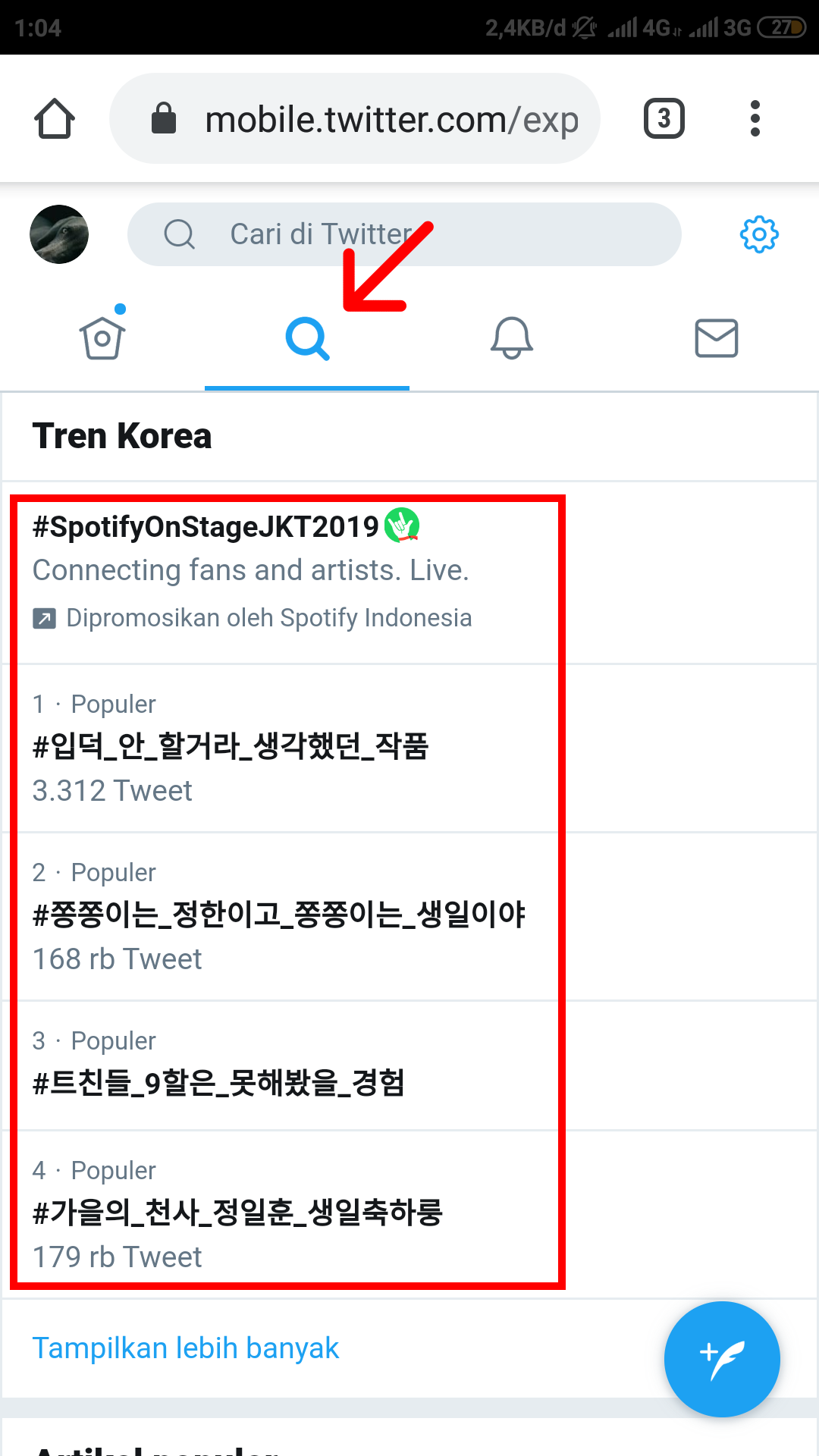Cara Mengubah Trending Topik Twitter di Android
