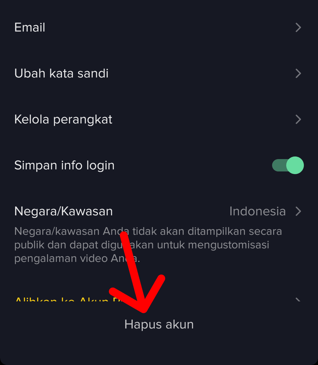 Cara menghapus akun TikTok permanen