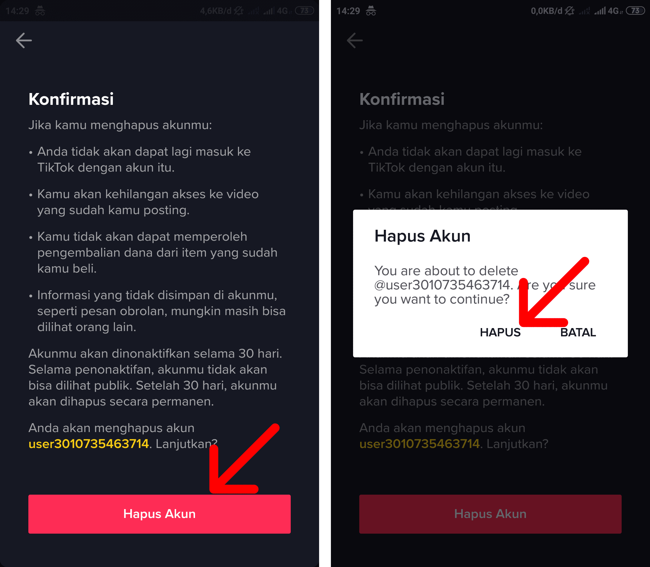 Cara menghapus akun TikTok permanen