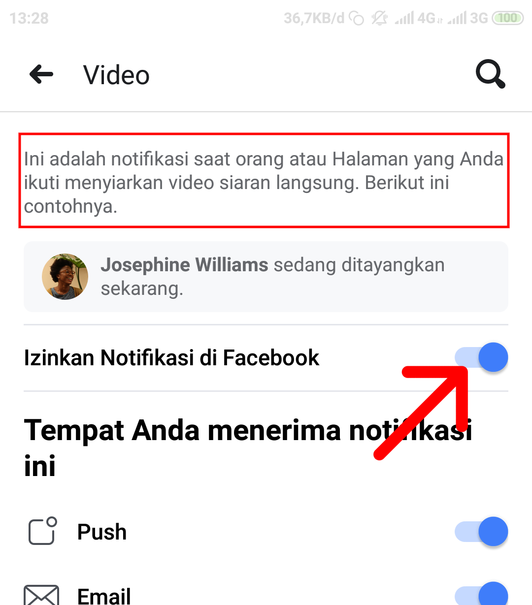 Cara menonaktifkan notifikasi live facebook