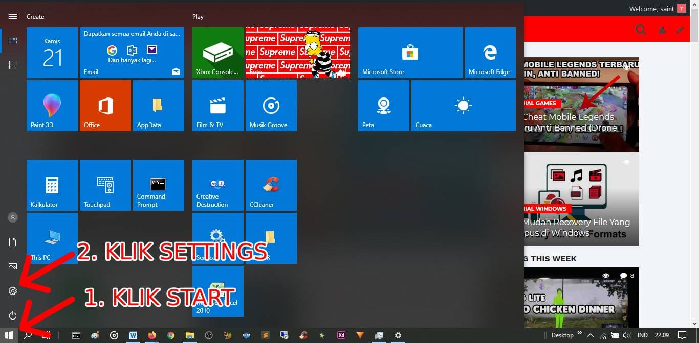 Cara Mengganti Warna dan size Pointer Mouse di Windows 10