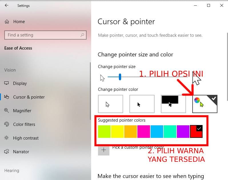 Cara Mengganti Warna dan size Pointer Mouse di Windows 10