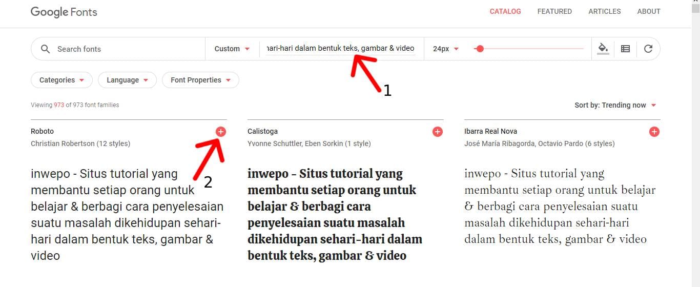 Cara menggunakan google font di blogger