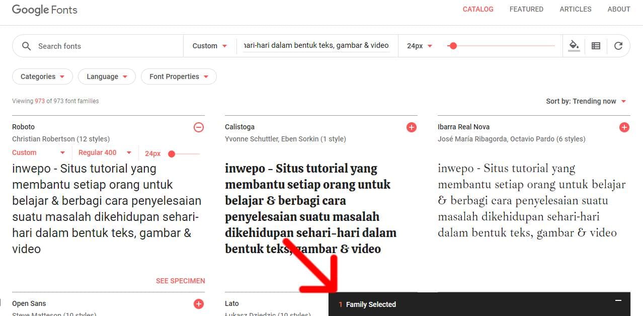 Cara menggunakan google font di blogger