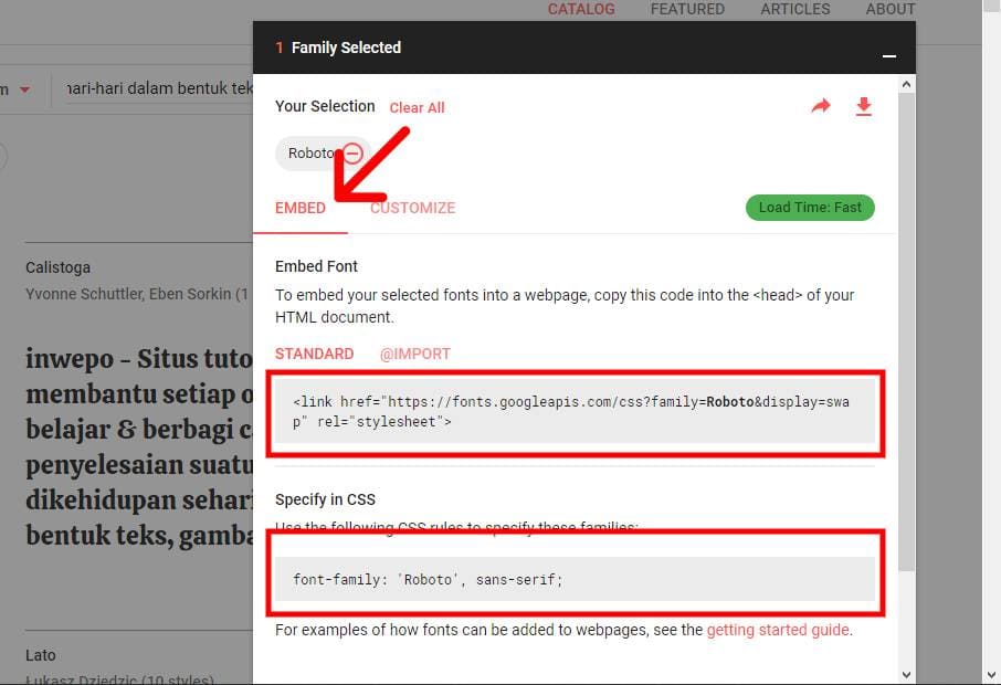 Cara menggunakan google font di blogger