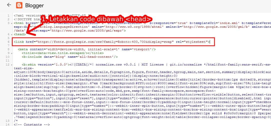 Cara menggunakan google font di blogger