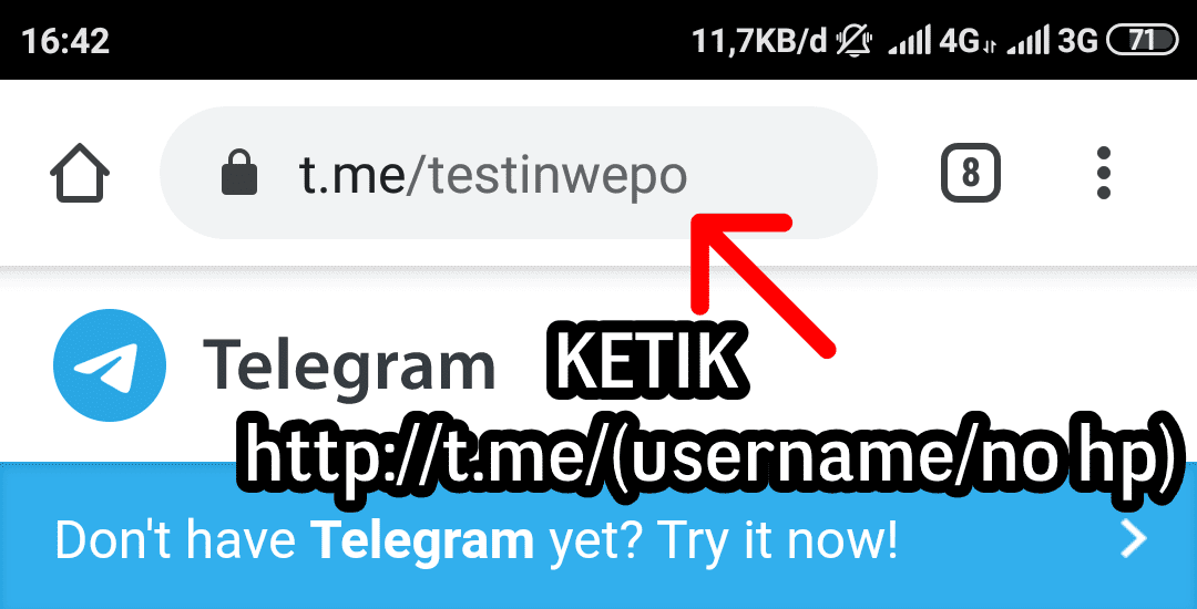 Cara mengirim pesan di Telegram tanpa menyimpan kontak di android