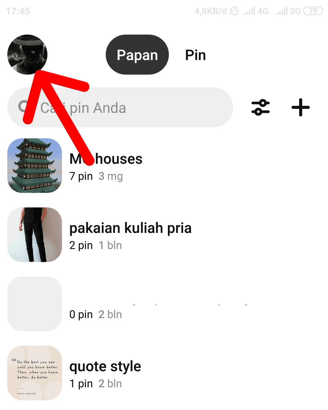 Cara mengaktifkan dark mode Pinterest di android
