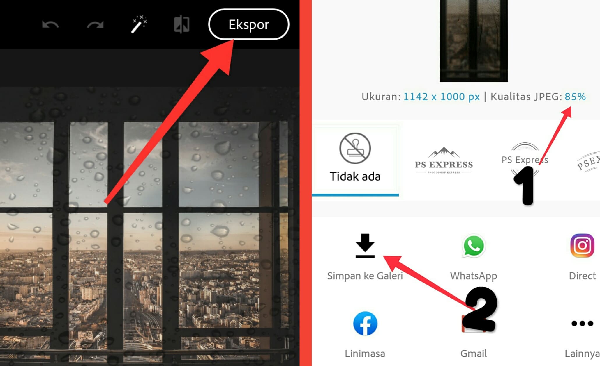 Cara edit foto efek hujan di Photoshop express android