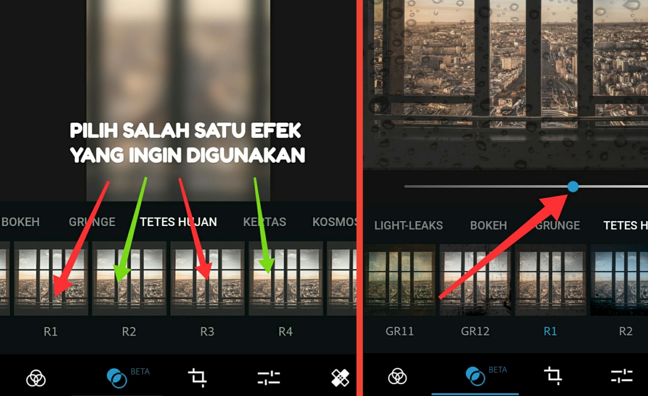 Cara edit foto efek hujan di Photoshop express android