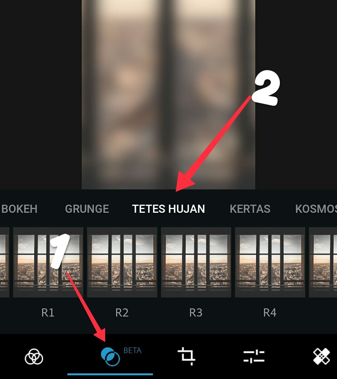 Cara edit foto efek hujan di Photoshop express android