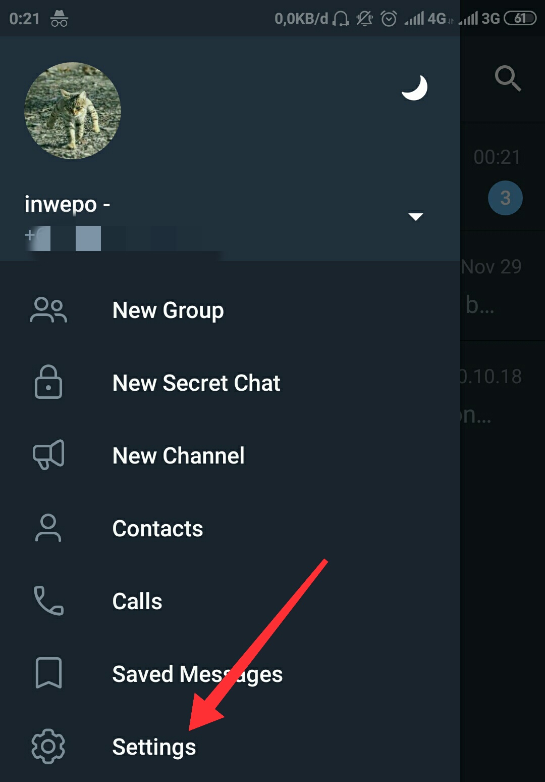 Cara menyembunyikan status online di telegram