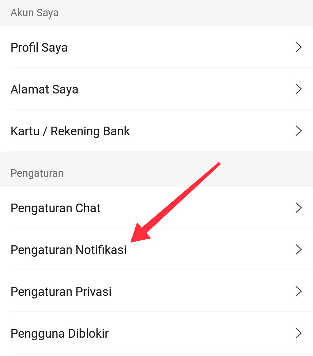 Cara mengatur dan menonaktifkan notifikasi aplikasi Shopee di android