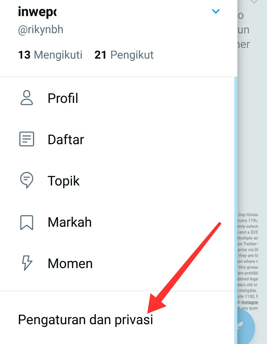 Cara membuat akun twitter private/terkunci di android