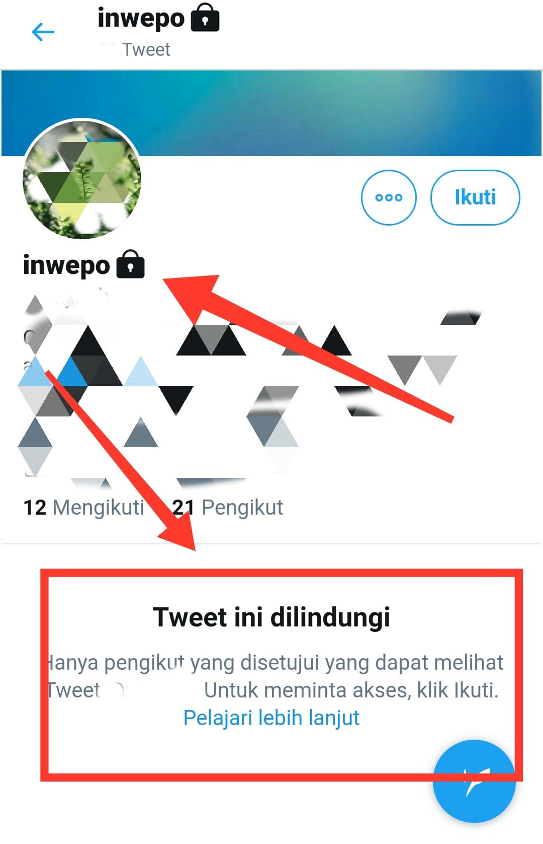 Cara membuat akun twitter private/terkunci di android