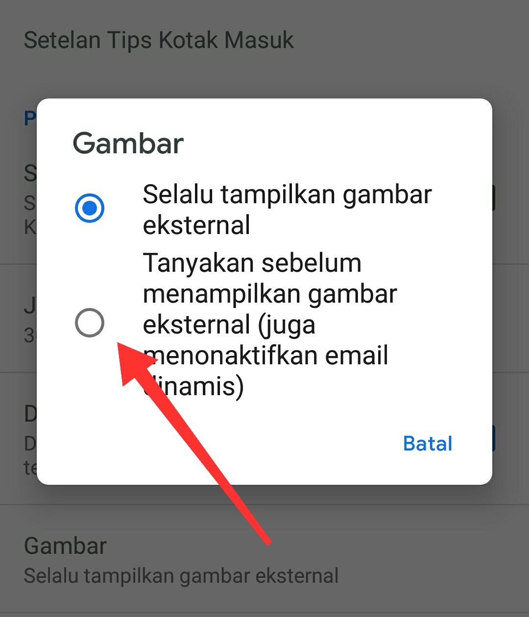 Cara menghentikan gmail menampilkan gambar otomatis di android