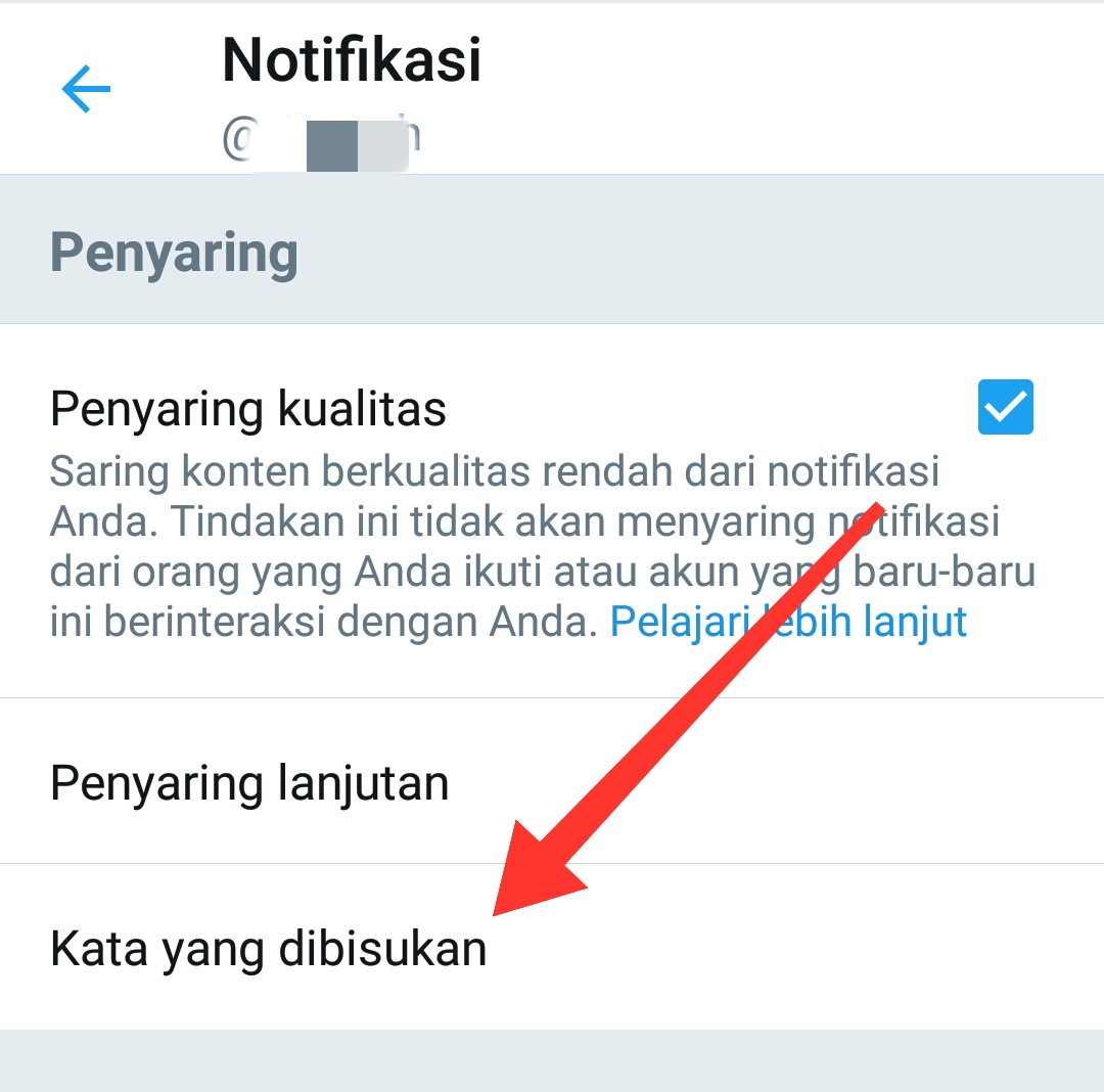 Cara membisukan / blokir kata tertentu di twitter android
