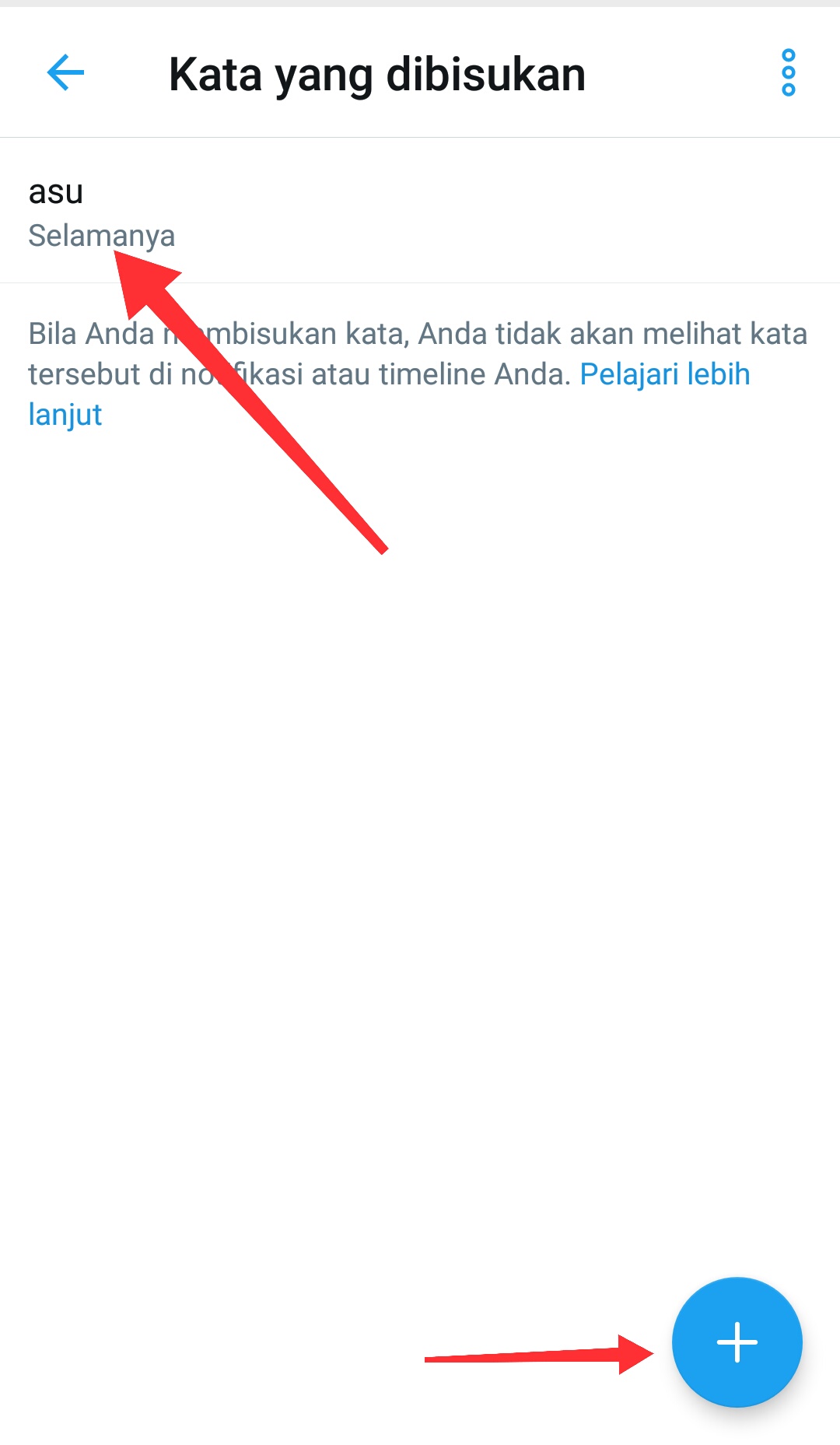 Cara membisukan / blokir kata tertentu di twitter android