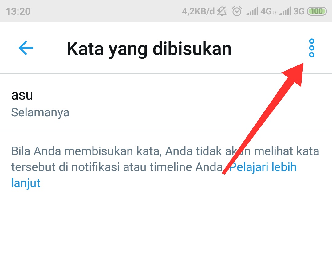Cara membisukan / blokir kata tertentu di twitter android