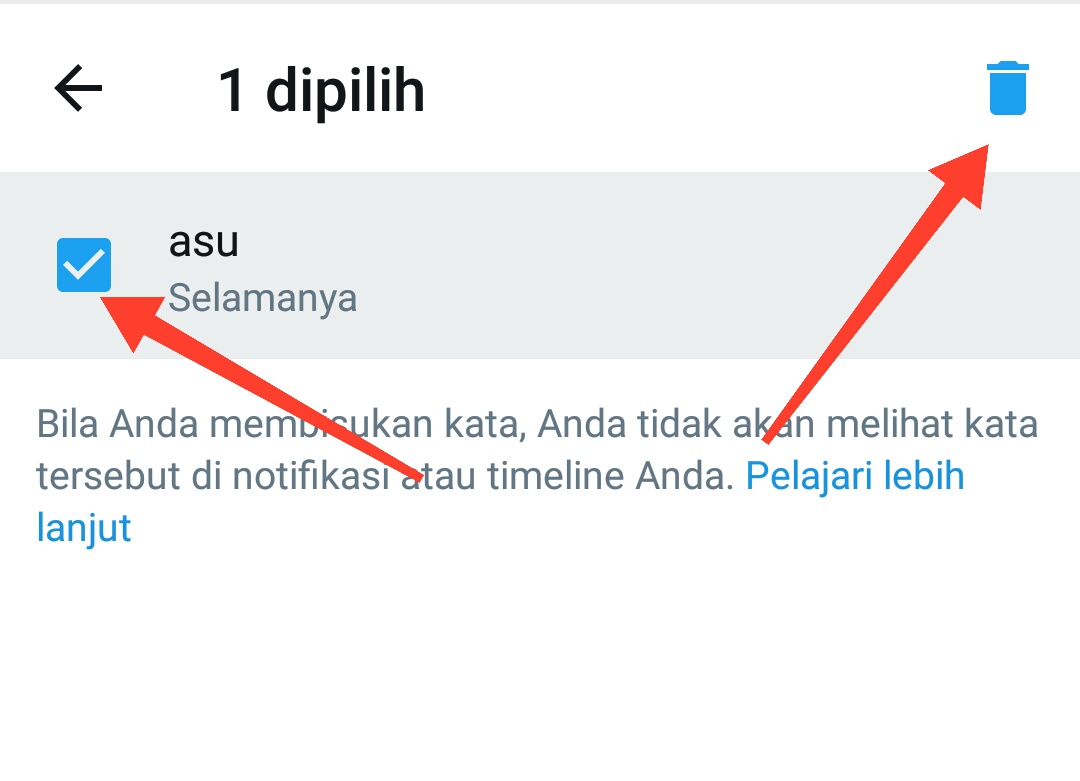 Cara membisukan / blokir kata tertentu di twitter android