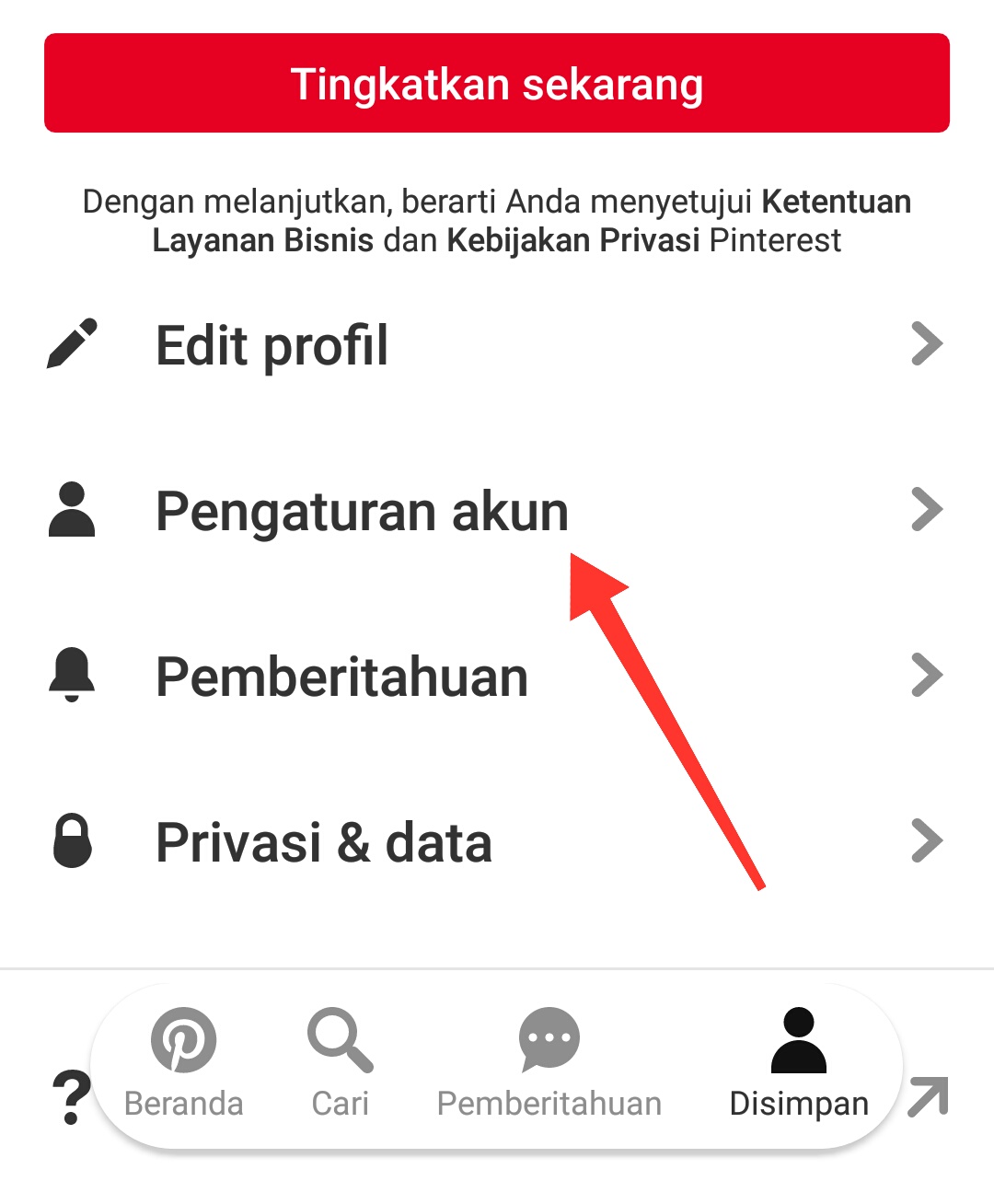Cara menghapus akun pinterest secara permanen di android