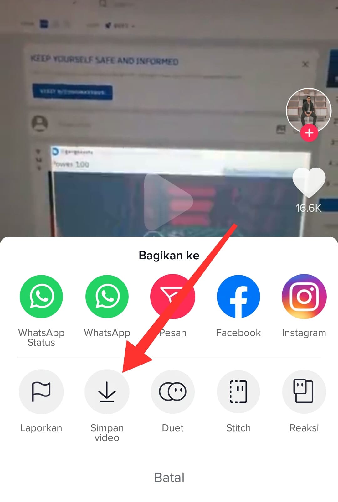 Cara download video orang lain di TikTok